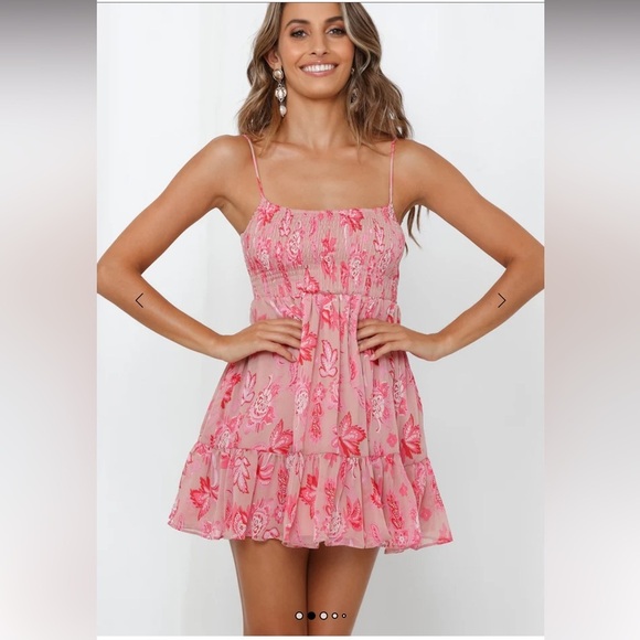 Hello Molly On The Other Side Pink & White Mini Sundress - Picture 2 of 4